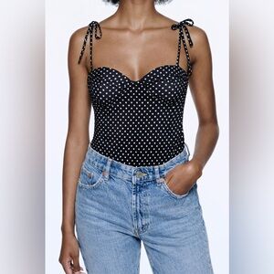 ZARA Polka Dot Spaghetti Strap Bodysuit